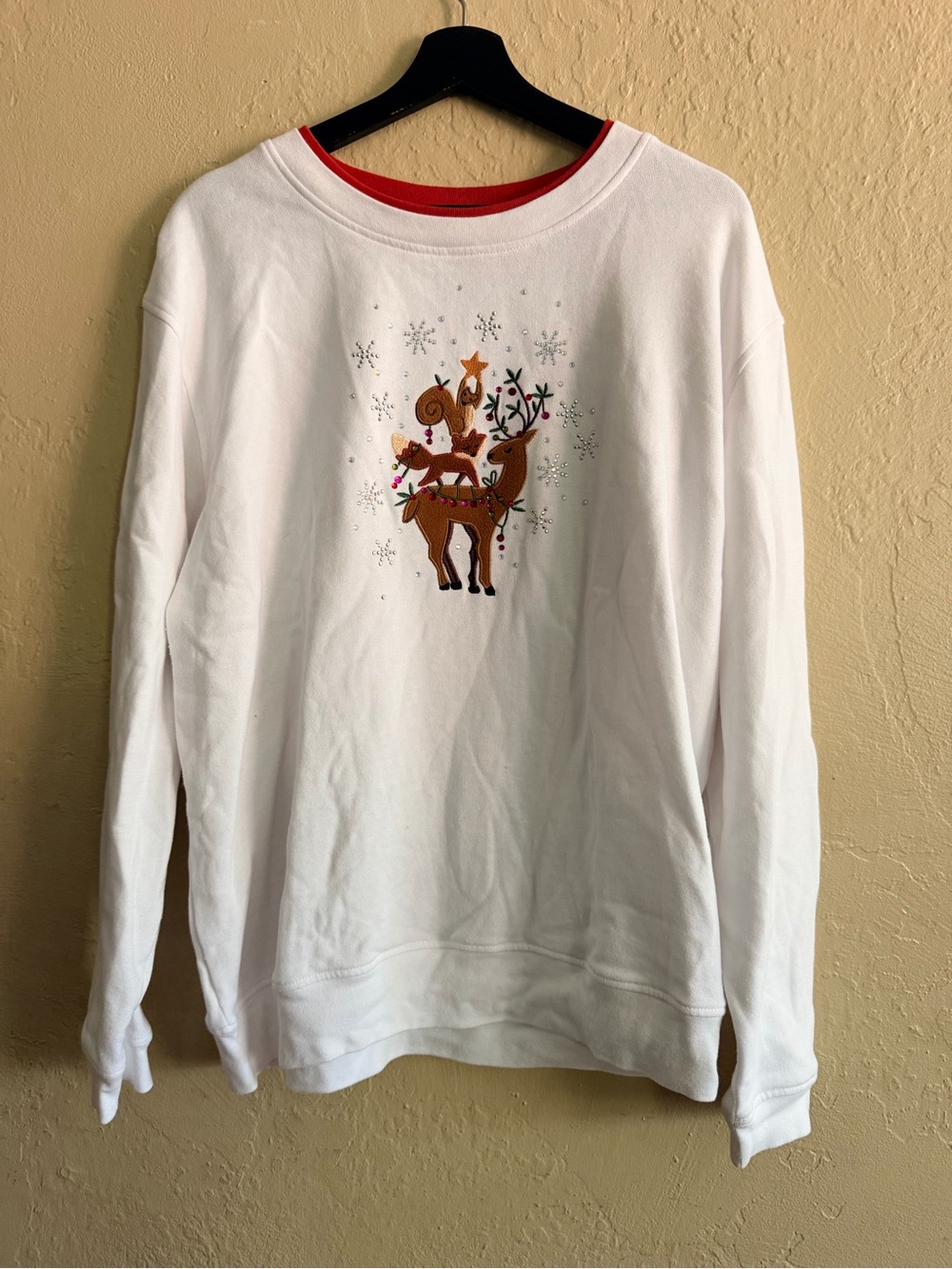 White Holiday Reindeer Crewneck Sweatshirt
